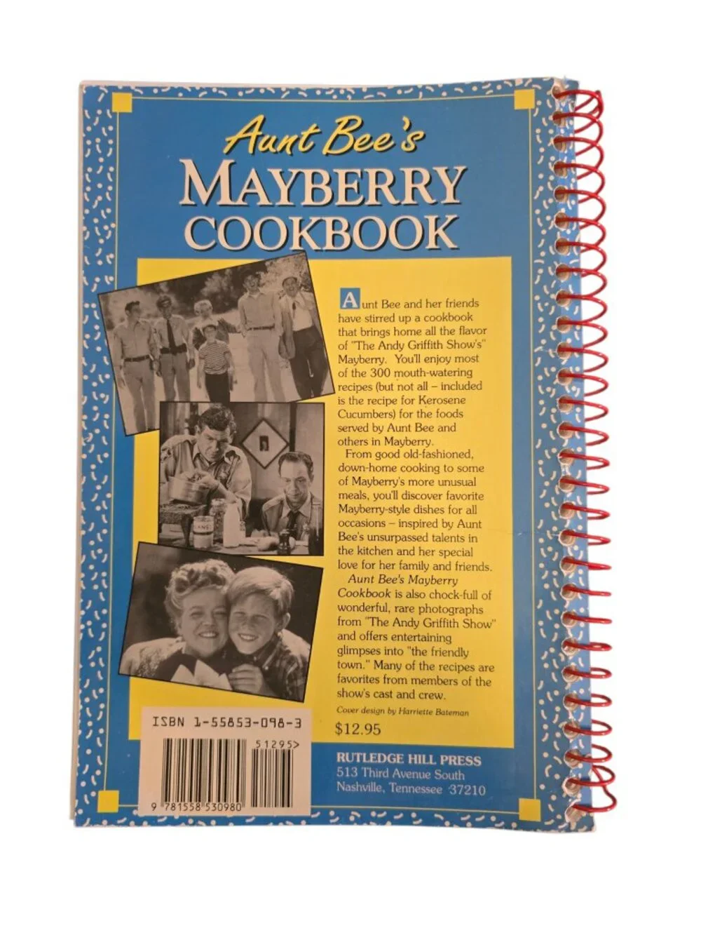 Aunt Bee's Mayberry Cookbook Andy Griffith Show Spiral Bound Southern Recipes